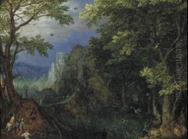 Mountainous Landscape Oil Painting by Gillis van Coninxloo