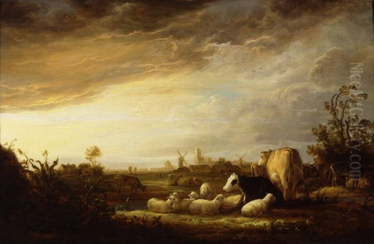 Sunset at Dordrecht Oil Painting by Aelbert Cuyp