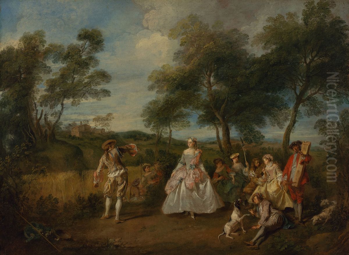 Pastorale dans Oil Painting by Nicolas Lancret