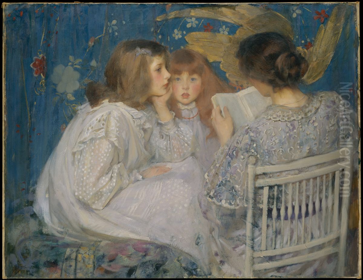 Jungle Tales (Contes de la Jungle) Oil Painting by James Jebusa Shannon