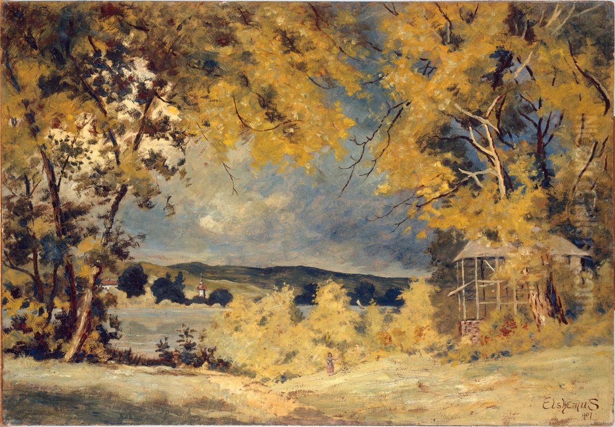 Landscape, Binghamton, New York Oil Painting by Louis Eilshemius