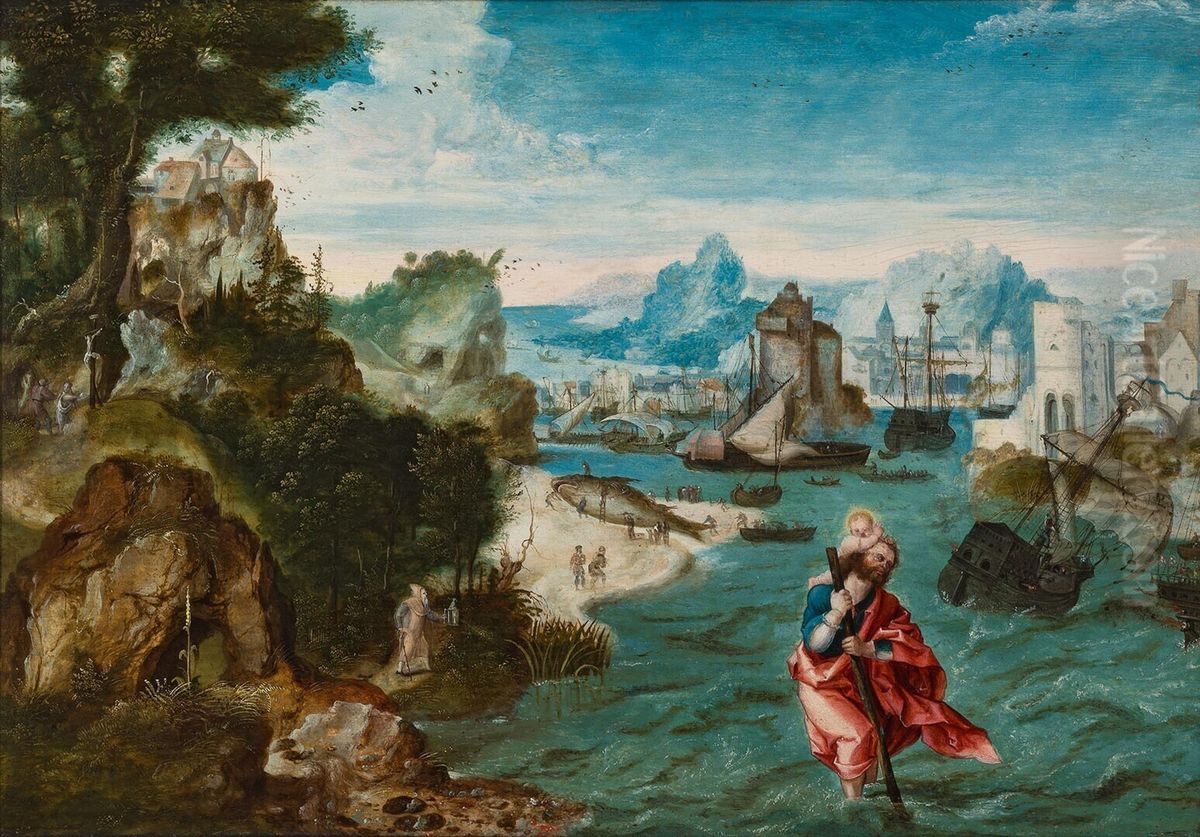 Landscape with Saint Christopher Oil Painting by Herri met de Bles