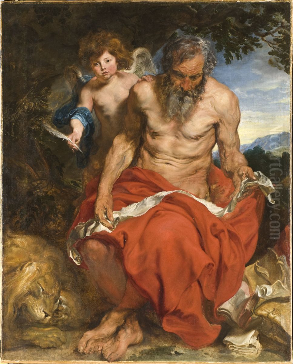 Saint Jerome meditating in the desert Oil Painting by Sir Anthony Van Dyck