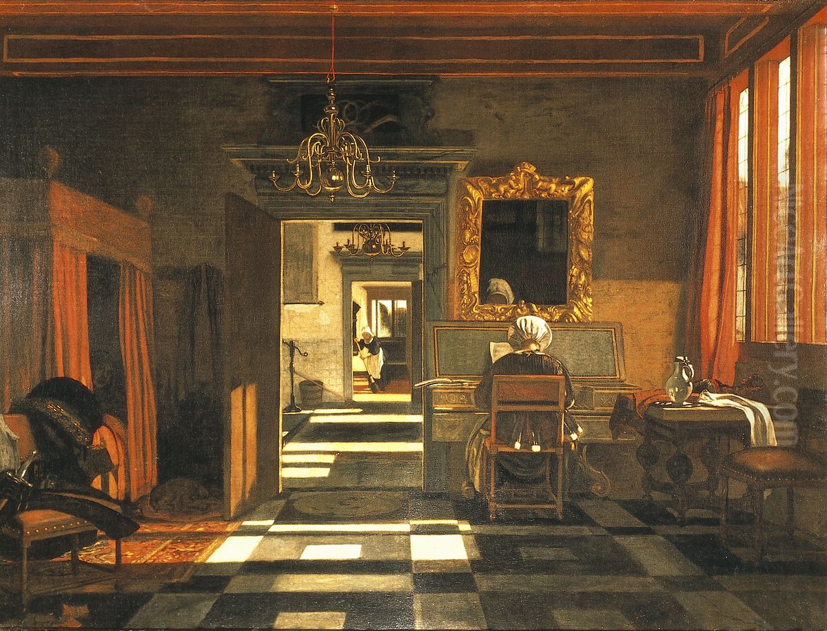 Interior with a Woman at the Virginal Oil Painting by Emanuel de Witte