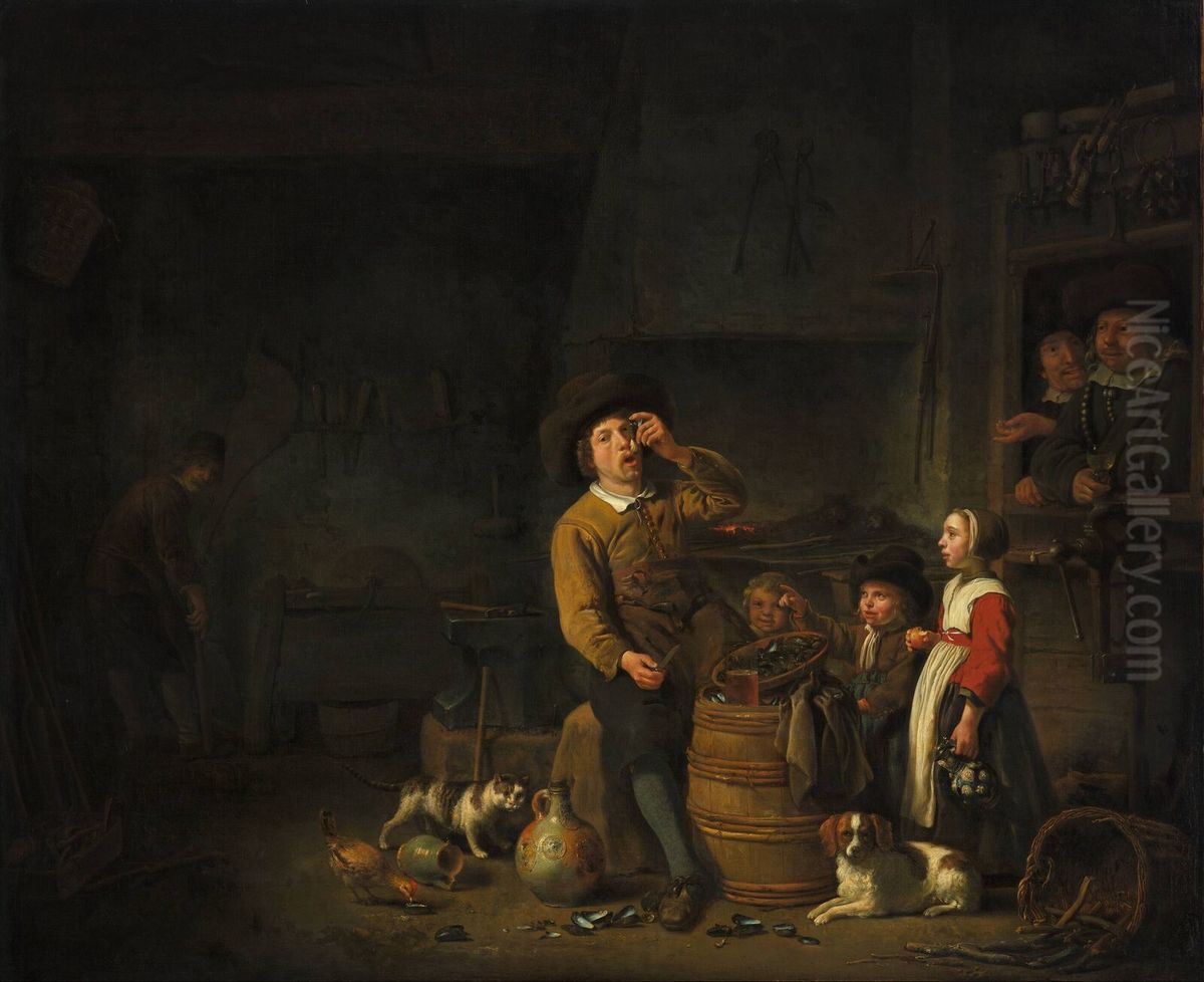 The Mussel Eater. Oil Painting by Aelbert Cuyp
