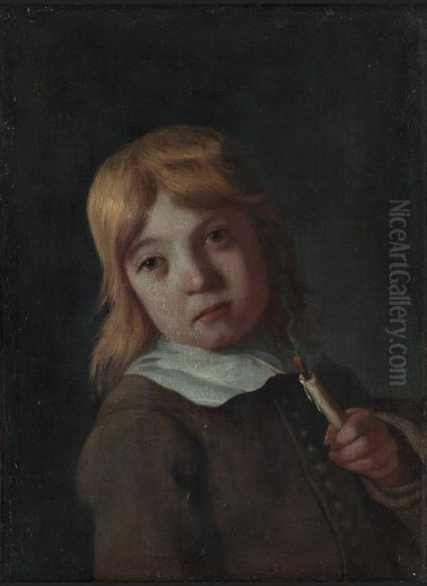 Reuk verpersoonlijkt door een jongen met een gedoofde kaars Oil Painting by Michiel Sweerts