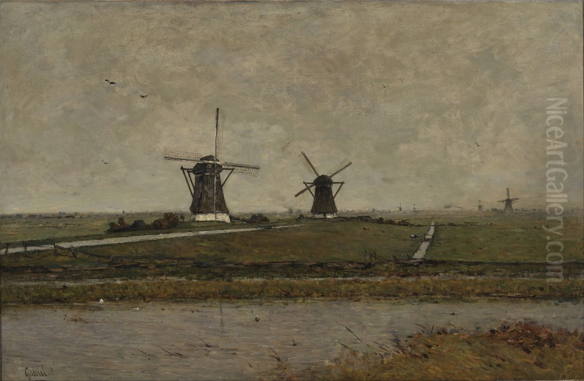 Landscape near Overschie Oil Painting by Paul Joseph Constantine Gabriel