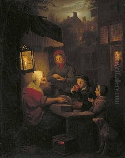 Marketstall at Evening Oil Painting by George Gillis Haanen