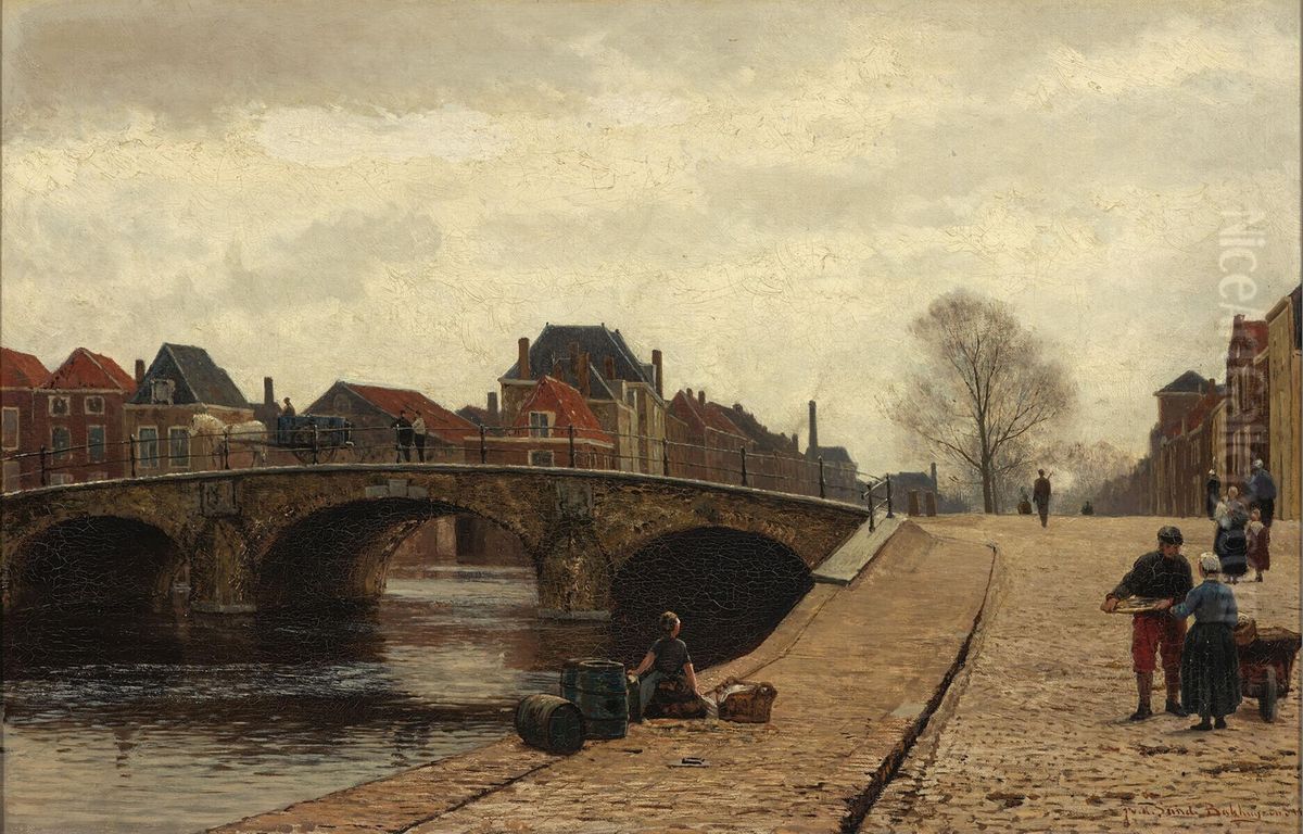 Het Spui in Den Haag Oil Painting by Julius van de Sande Bakhuyzen