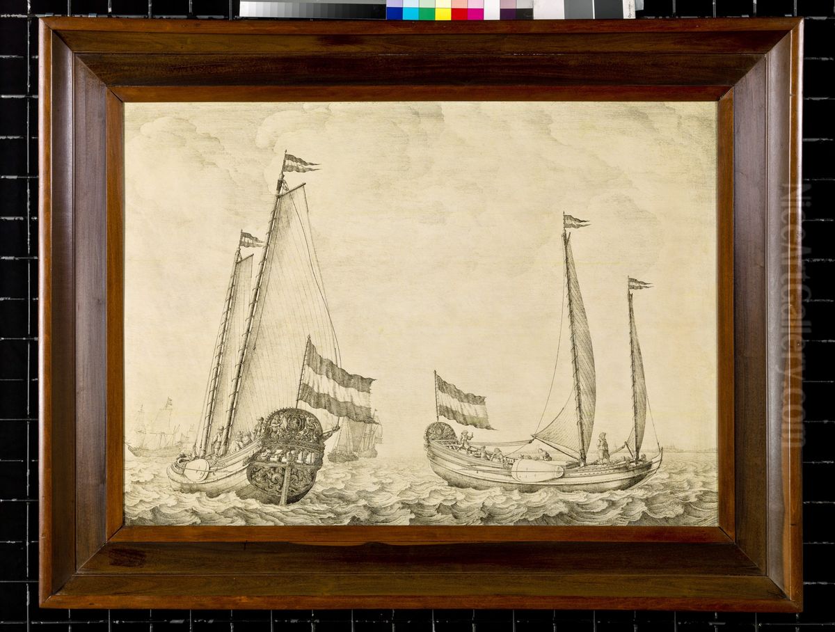 Zee met zeilschepen Oil Painting by Willem van de, the Elder Velde