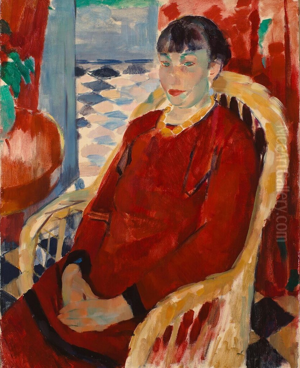Dame in het rood Oil Painting by Rik Wouters