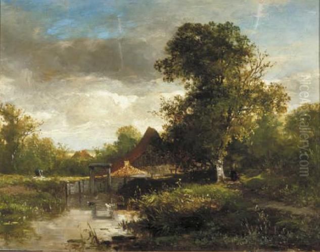 Landschap met beek Oil Painting by Willem Roelofs