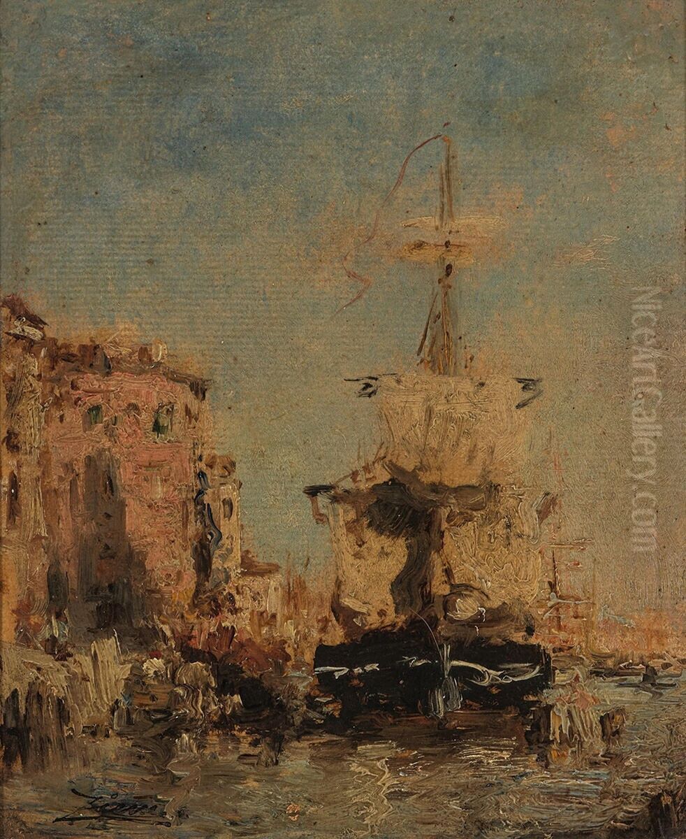 View of a Harbour Oil Painting by Felix Ziem