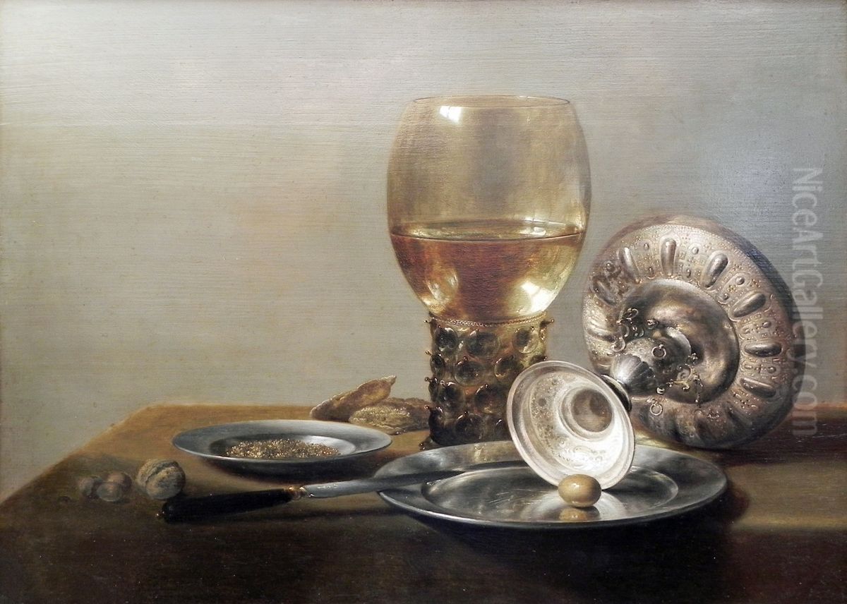 Stilleben mit Romer und Silberschale Oil Painting by Pieter Claesz