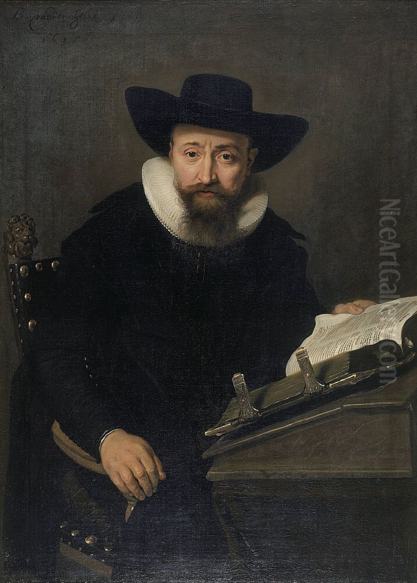 Portrait of an unknown man, probably a clergyman Oil Painting by Bartholomeus Van Der Helst