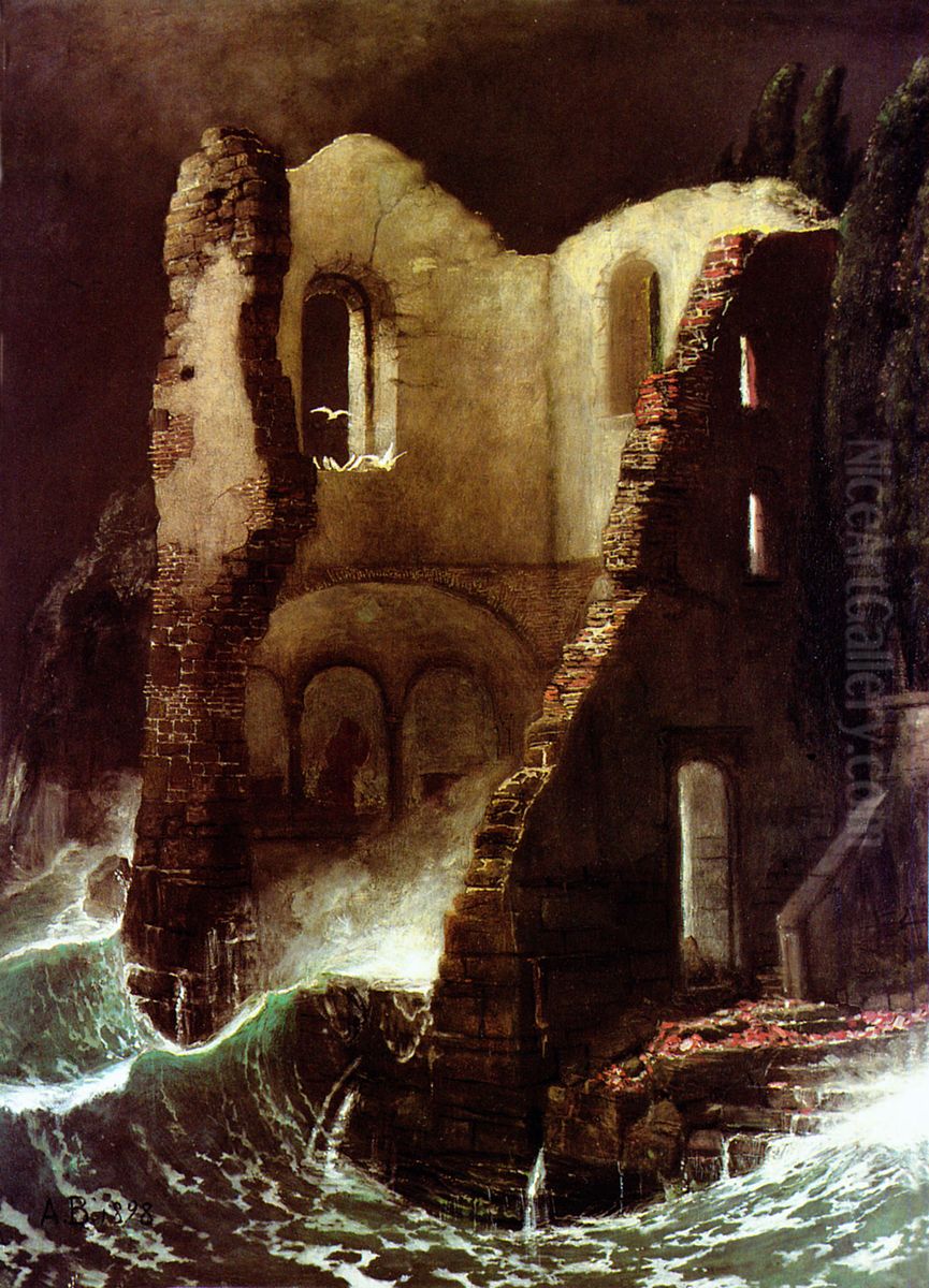 Die Kapelle Oil Painting by Arnold Bocklin