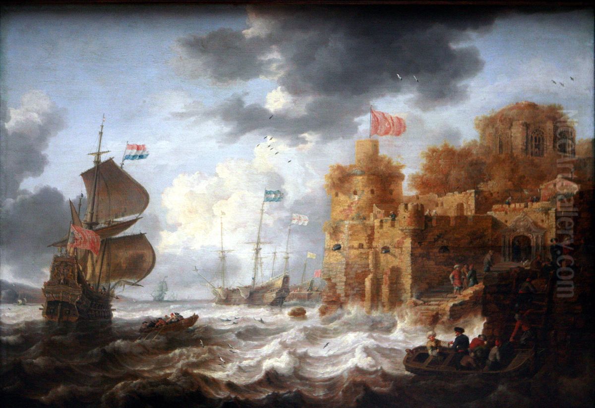 An Oriental Harbour Oil Painting by Bonaventura Peeters the Elder