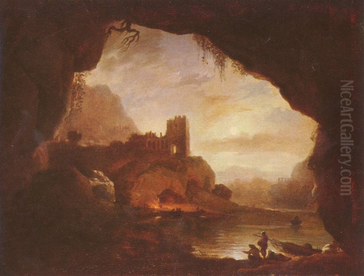 Landschaft mit Burgruine Oil Painting by Joseph Vernet
