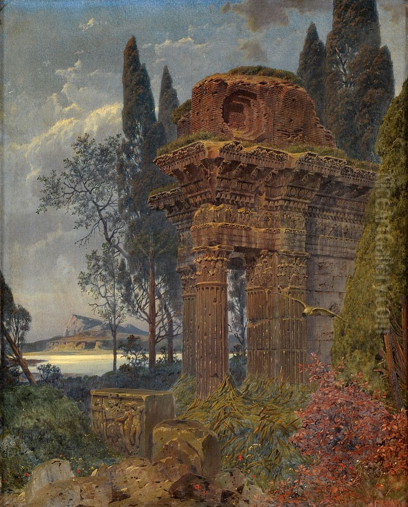 Ruin Landscape Oil Painting by Ferdinand Knab