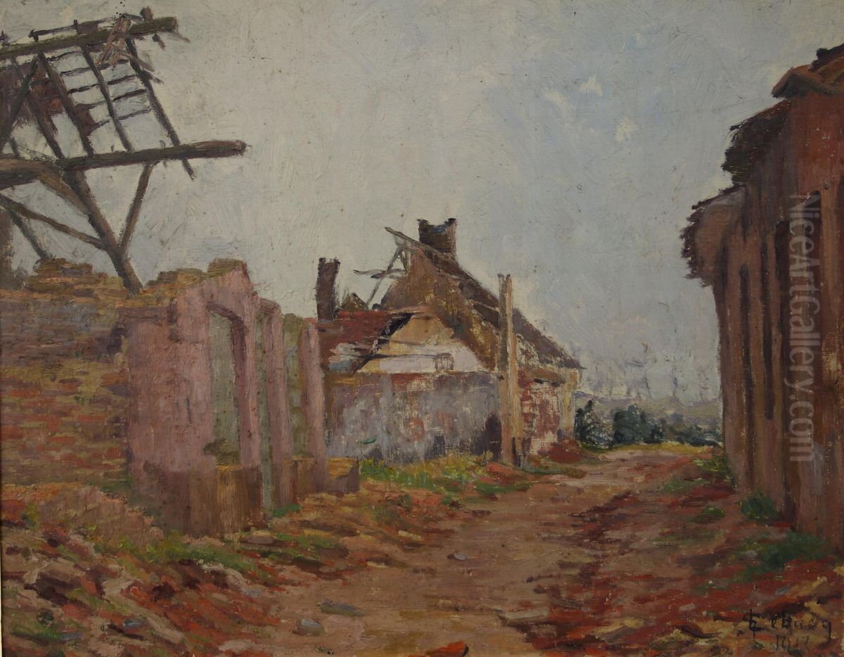 Ruines a Reninghe (Flandre)parGeorges-Emile Lebacq. Oil Painting by Georges Emile Lebacq
