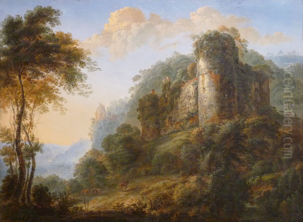 Landscape with Castle Ruins Oil Painting by Gillis Neyts