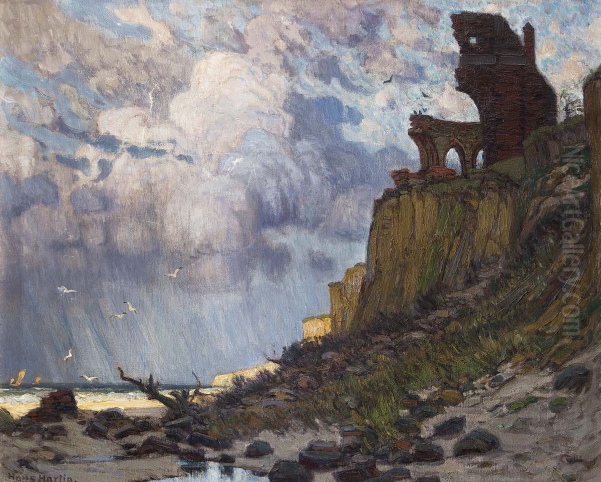 Kirchenruine von Hoff(Trzesacz) Oil Painting by Hans Hartig