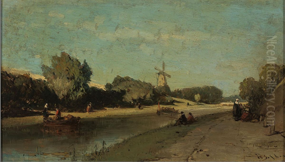 Landscape with a Canal Oil Painting by Johannes Bosboom