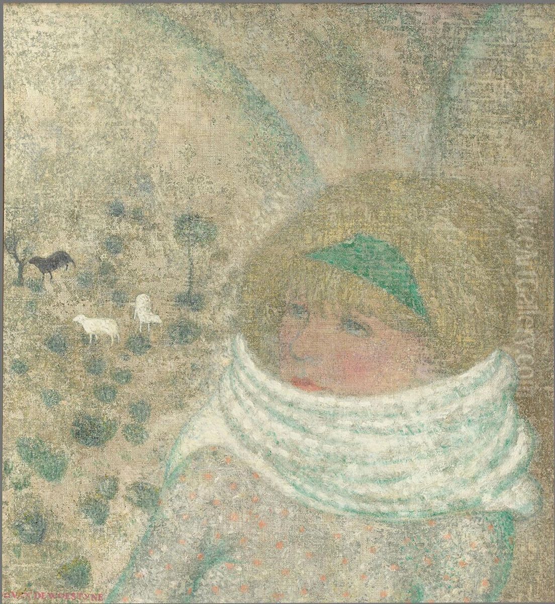 Etude pour ma fille refugiee au Pays de Galles Oil Painting by Gustave Van De Woestijne