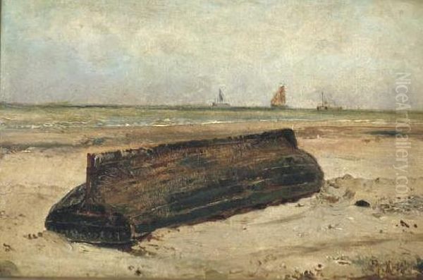 Een boot op het strand Oil Painting by Jacob Maris