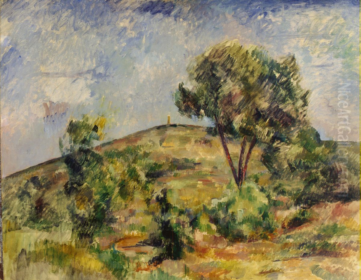 Paysage pres d'Aix avec la tour de Cesar (Landscape near Aix with the Tour de Cesar) Oil Painting by Paul Cezanne