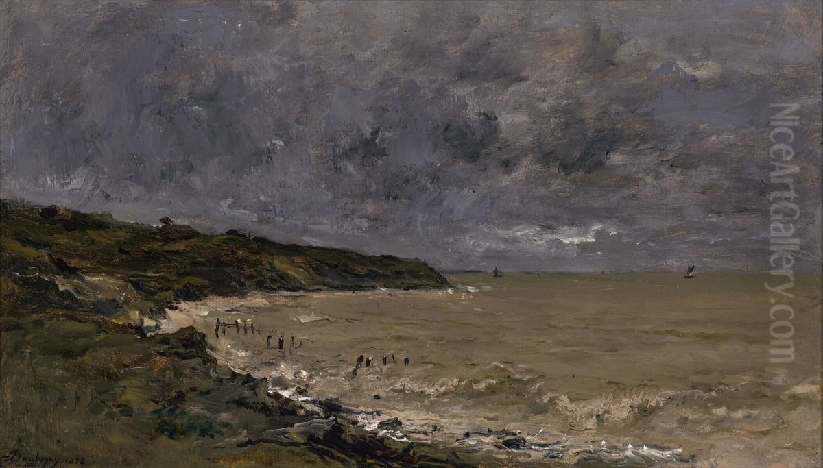 Temps orageux au bord de la mer Oil Painting by Charles-Francois Daubigny