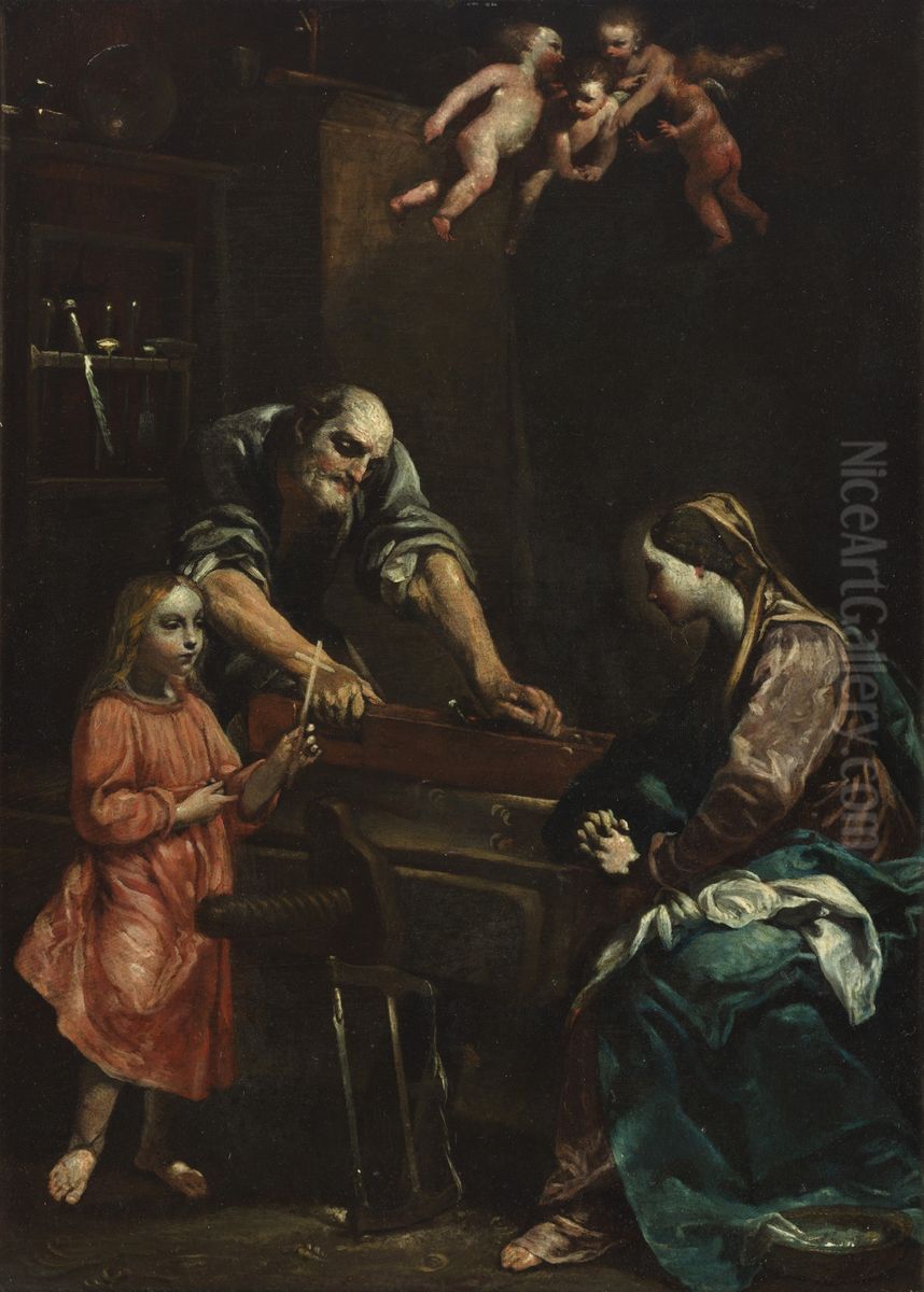 Jezus, Maria en Jozef in de werkplaats Oil Painting by Giuseppe Maria Crespi