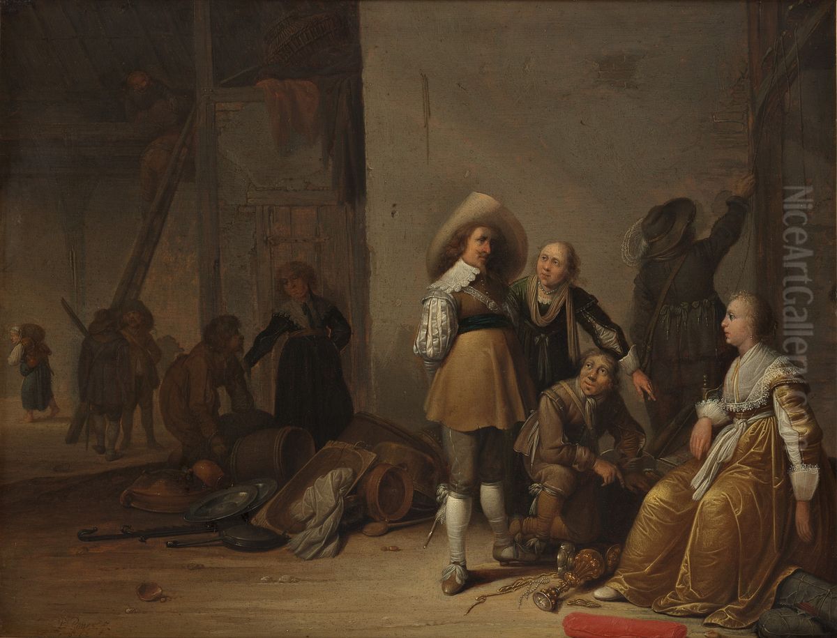 Requisitie op de deel van een boerderij Oil Painting by Pieter Symonsz Potter
