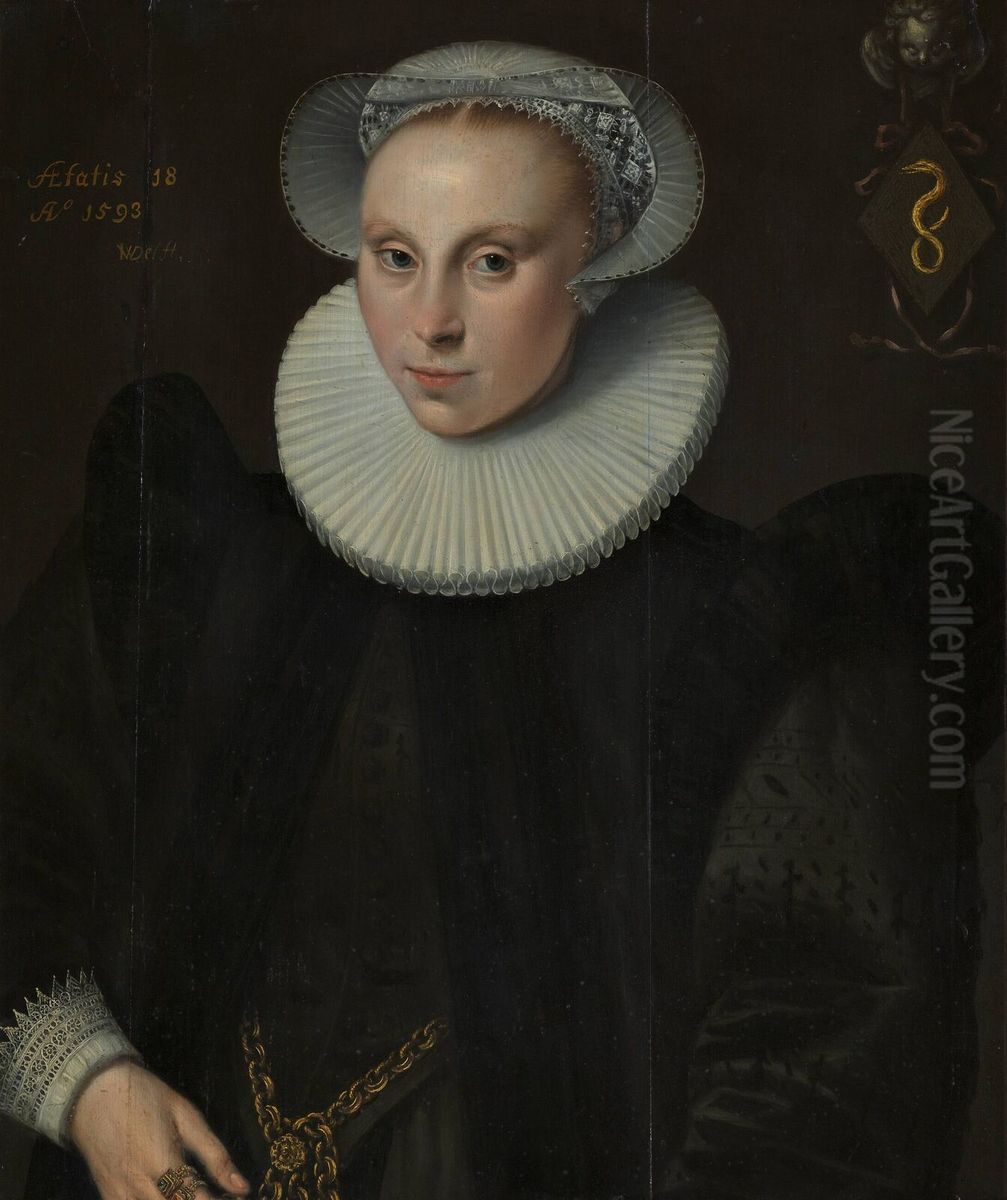 Portrait of Baertje van Adrichem (1575-1601) Oil Painting by Jacob Willemsz Delff