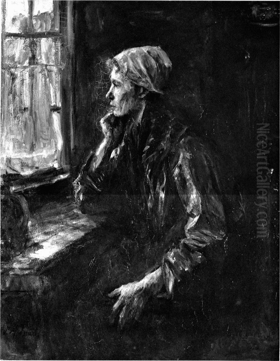 Fisherman's Wife at the Window Oil Painting by Jozef Israels