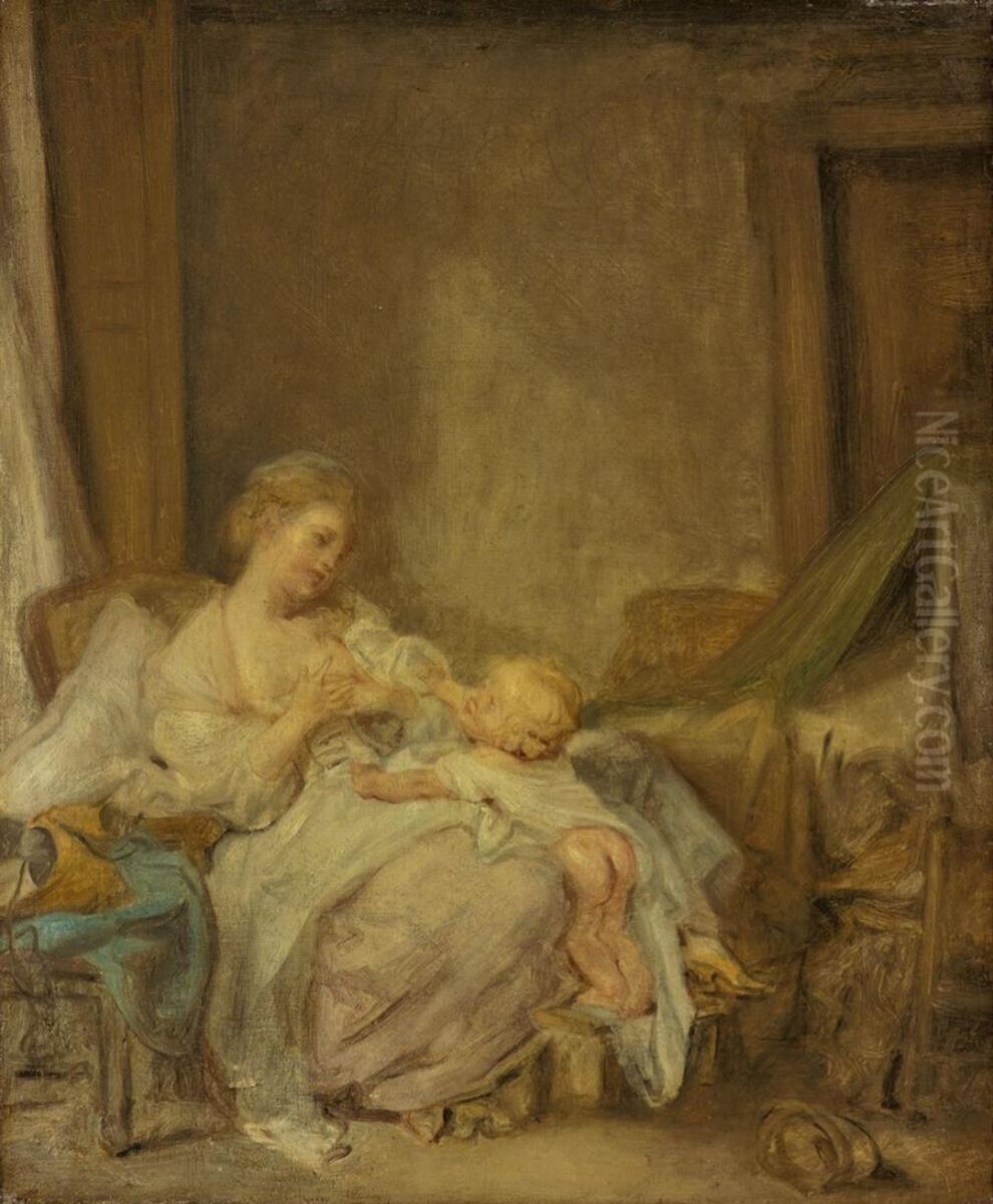 The happy mother Oil Painting by Jean-Baptiste Greuze