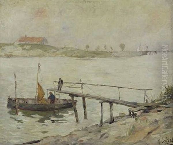 Havenhoofd (Vroege morgen) Oil Painting by Adolf Le Comte
