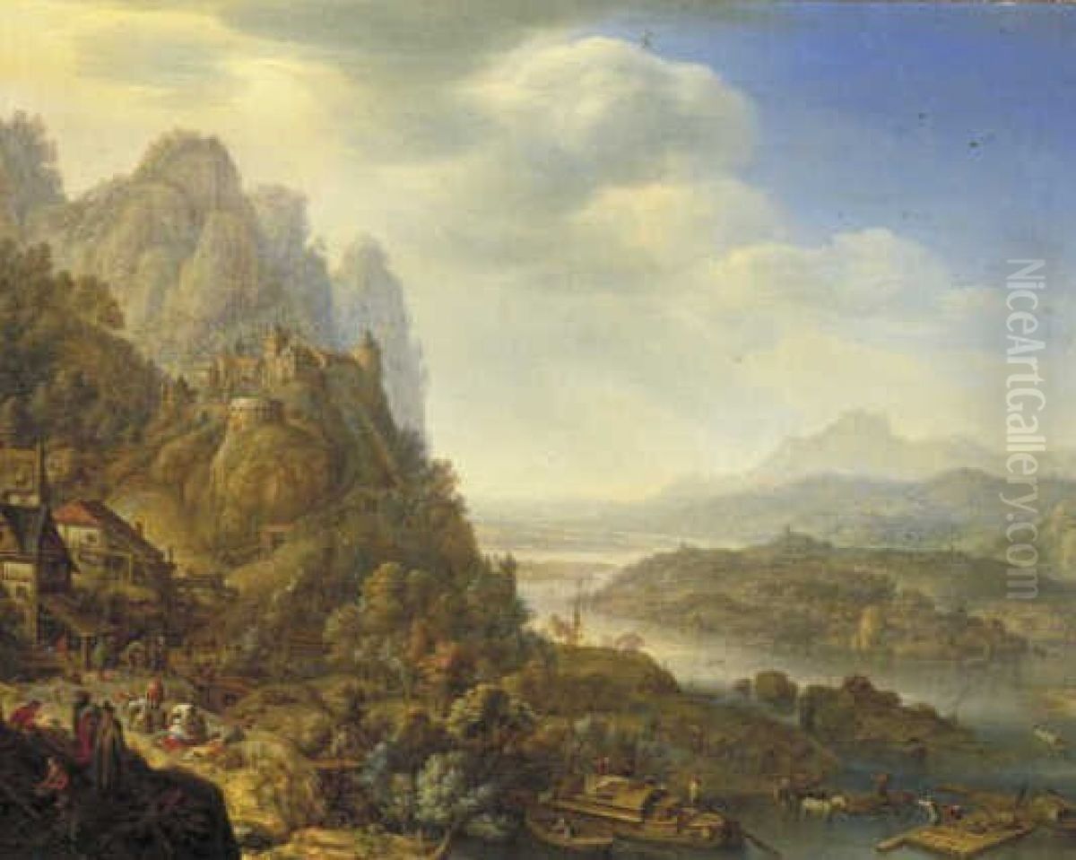 Gezicht op de Midden-Rijn Oil Painting by Herman Saftleven
