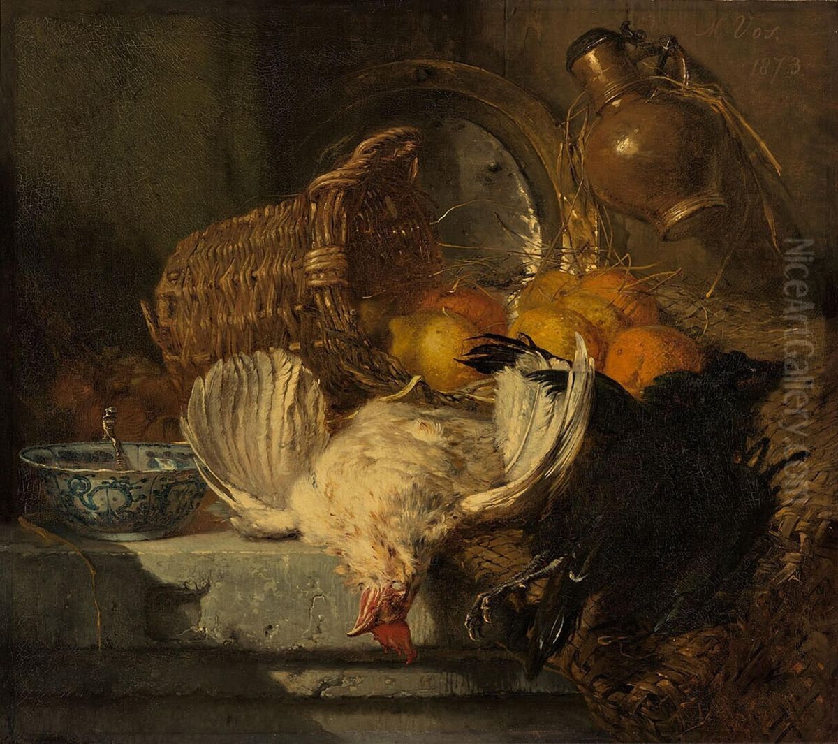 Still Life with Fruit and Dead Poultry Oil Painting by Maria Vos