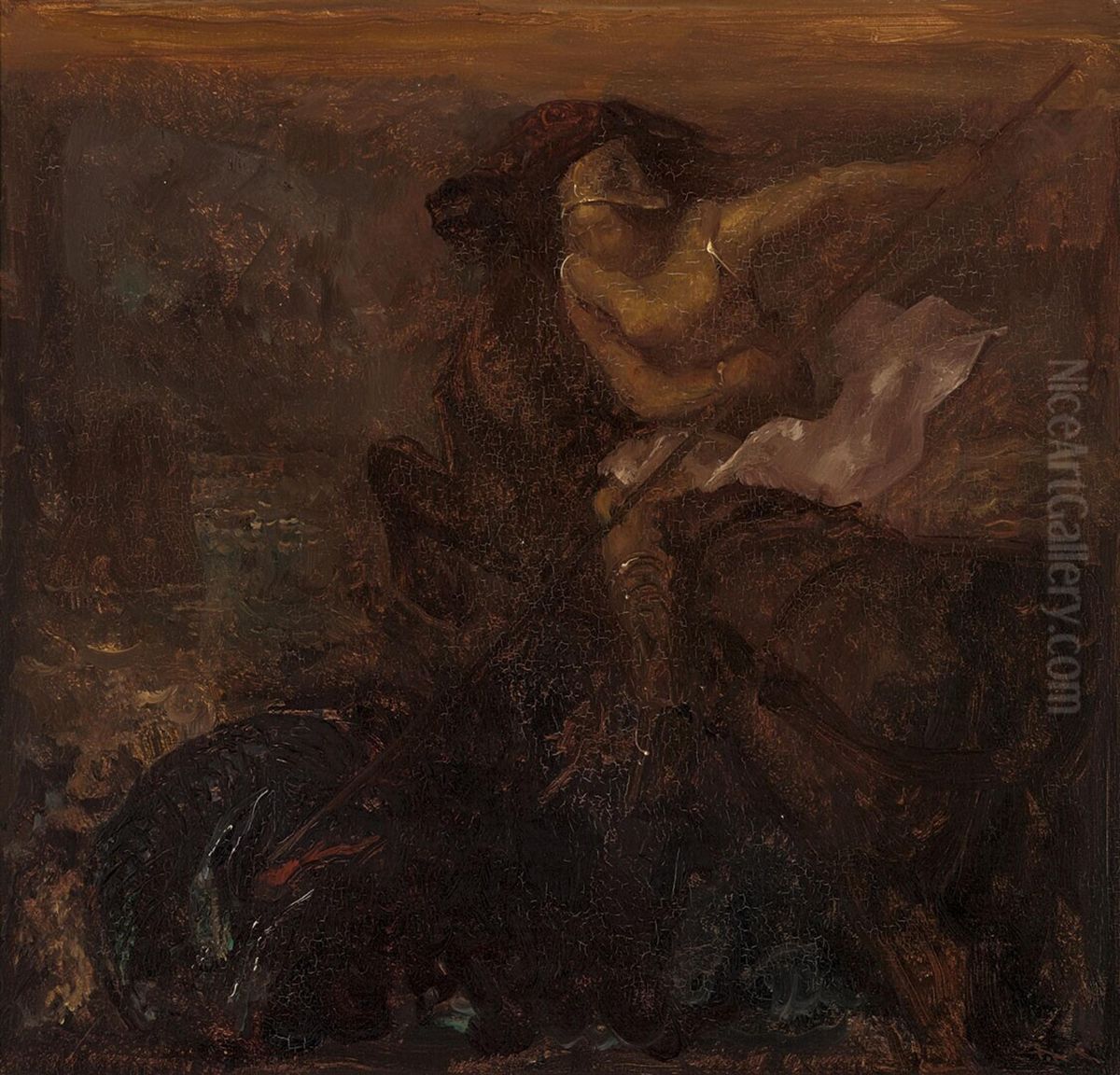 St. George Kills the Dragon Oil Painting by Willem Van Konijnenburg