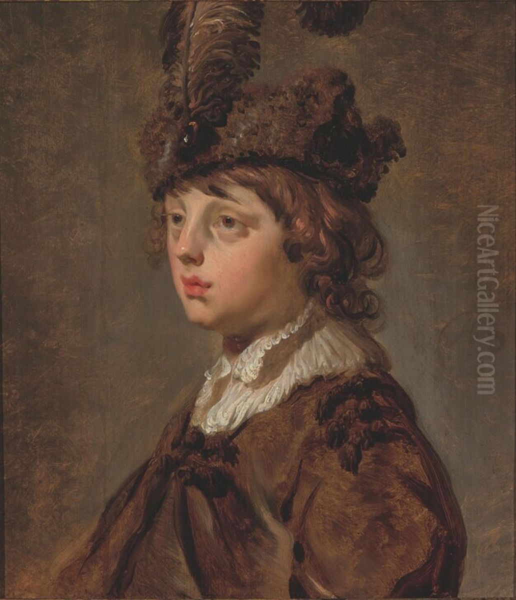 Portret van een jongen met baret Oil Painting by Jacob Adriaensz Backer