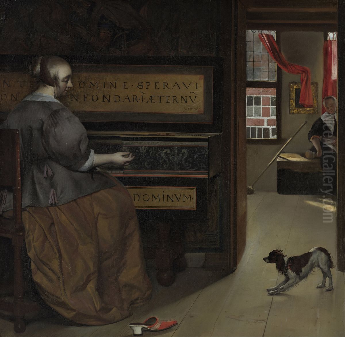 Woman at the virginal Oil Painting by Gabriel Metsu