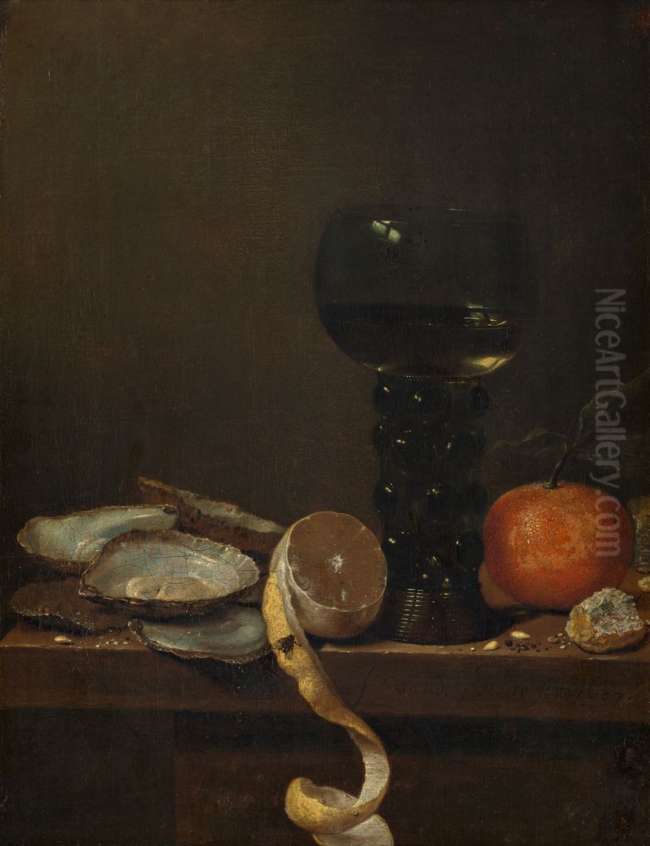 Oesters, een roemer en vruchten Oil Painting by Jan Jansz van de Velde