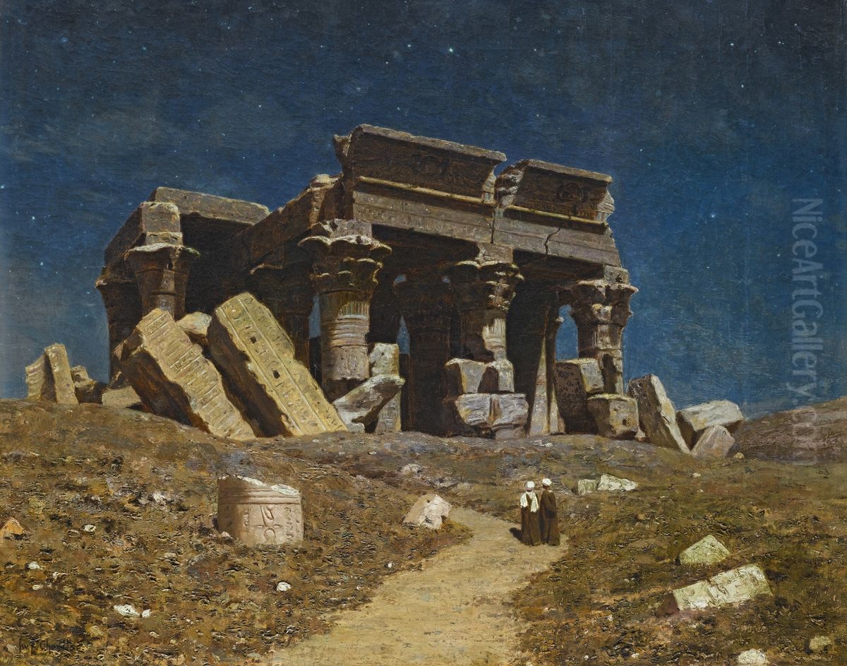 Razrusennyj hram Kom Ombo, Egipet Oil Painting by Ivan Fedorovich Choultse
