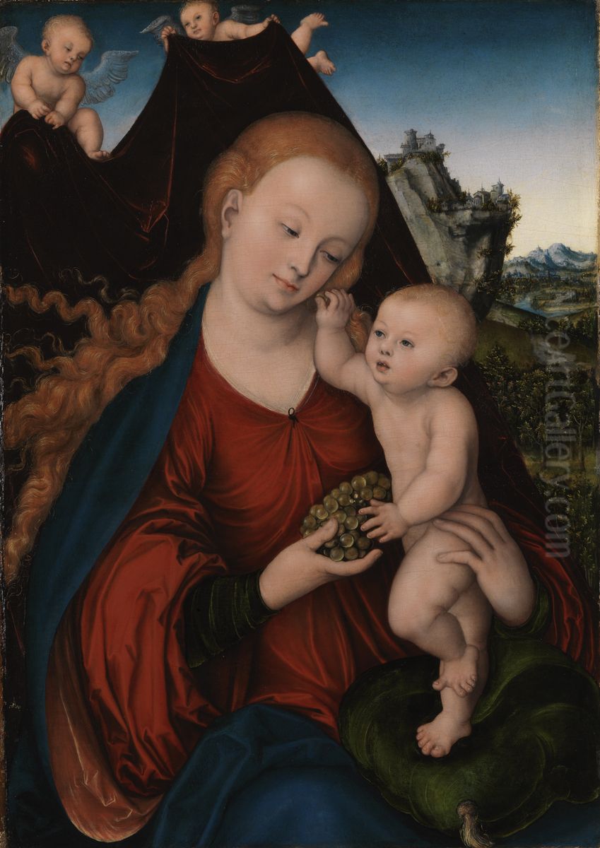 Maria mit dem Kind und der Weintraube Oil Painting by Lucas Cranach the Elder