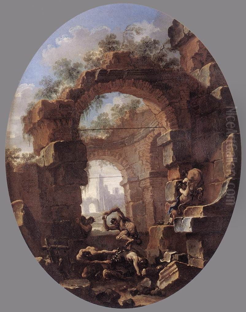 Anchorites Tempted by Demons Oil Painting by Salvator Rosa