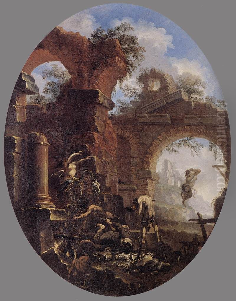 A Friar Tempted by Demons Oil Painting by Salvator Rosa