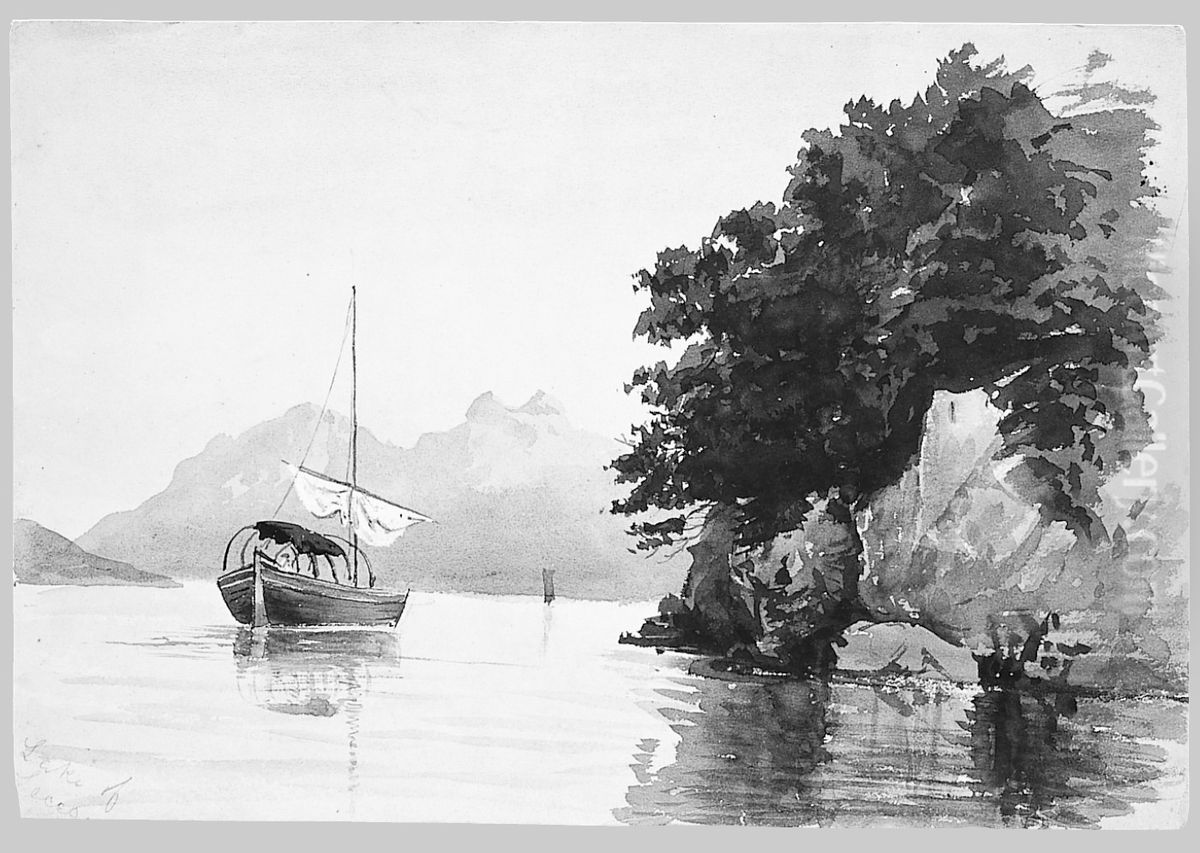 Lake of Lecco (from Switzerland 1869 Sketchbook) Oil Painting by John Singer Sargent