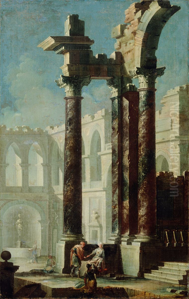 Ruins Oil Painting by Tertulliano Tarroni