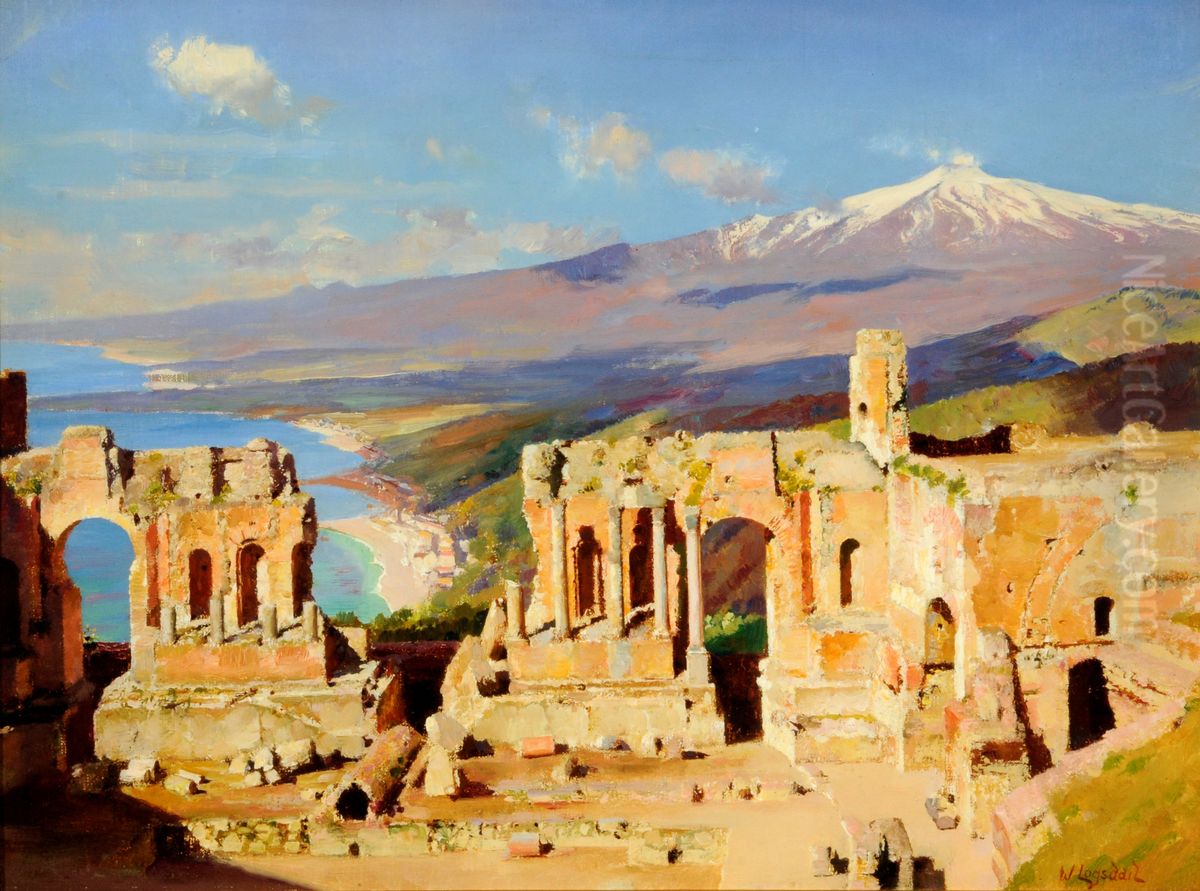 The Greek Theatre, Taormina, Sicily Oil Painting by Logsdail William